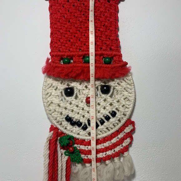 Vintage Macrame Snowman Wall hanging Decor - boho - Picture 5 of 7